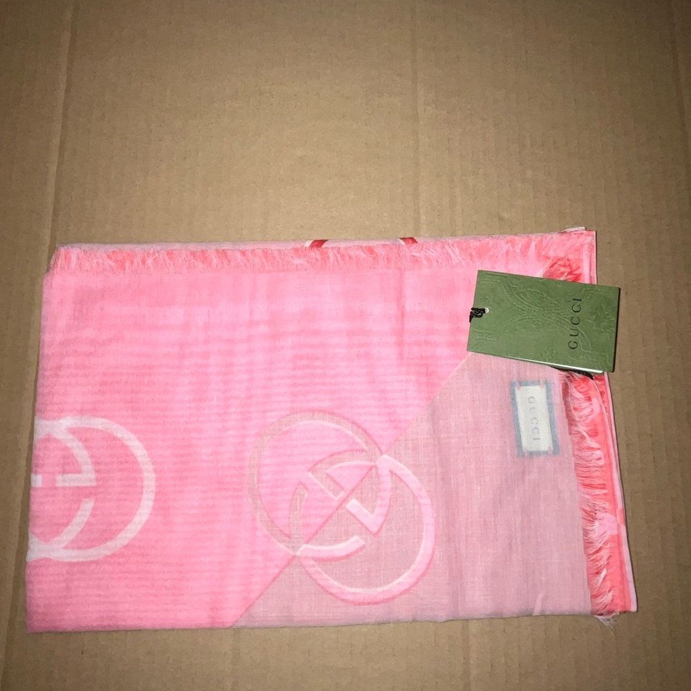 Authentic Gucci Interlocking G Cotton Cashmere Shawl - Picture 1 of 5